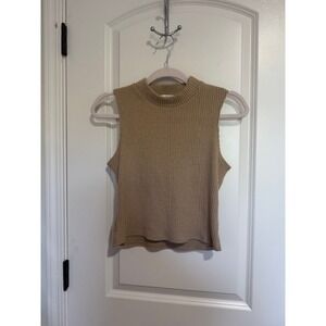 Blue Rain - Sleeveless Ribbed Knit Mock Neck Cropped Top